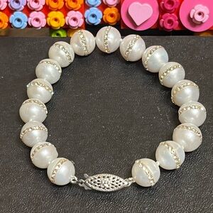 Pearls & Crystals Sterling Bracelet